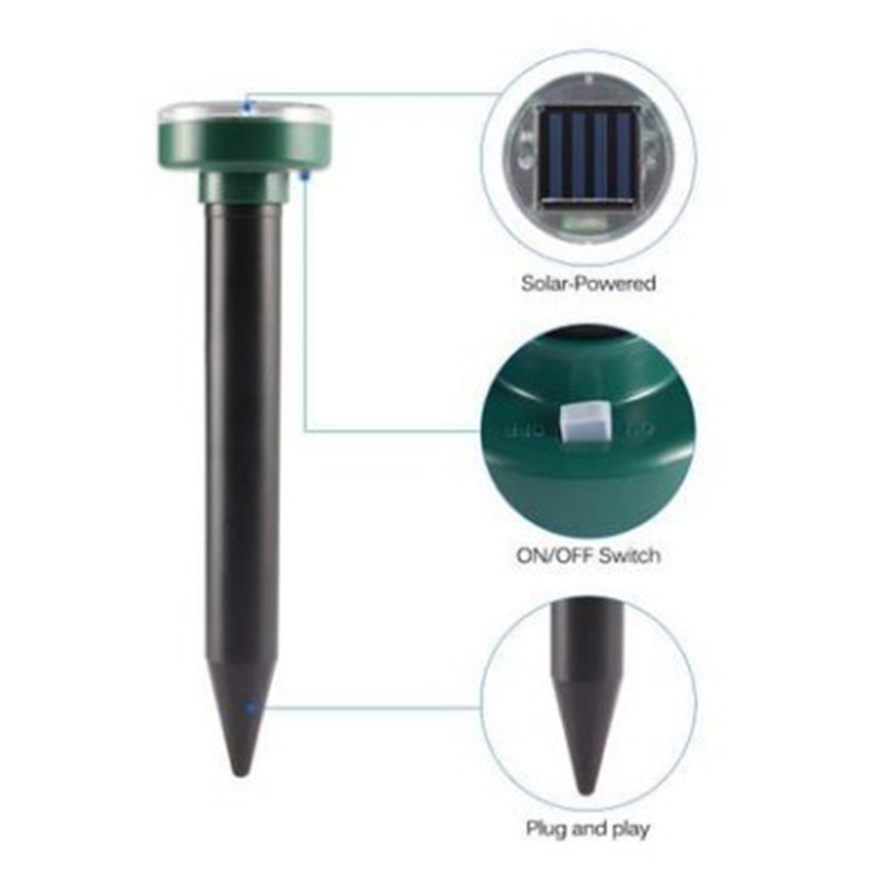 4pcs Ultrasonic Solar Power Mouse Repeller Outdoor Garden Yard Mole Rat Rodent LED Repeller With Solar Energy Panel Outdoor Lamp