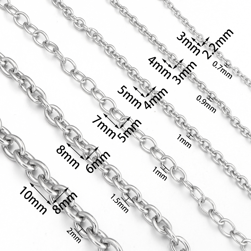 5 yardas/lote 3 4 5 6 8mm cadenas de acero inoxidable DIY collar pulsera O cadena de eslabones cadenas de eslabones a granel para fabricación de joyas al por mayor: L