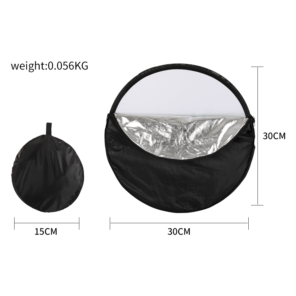 SH 30cm Portable Disc for Photography Light Reflector Round 5 in 1 Handhold Multi-Disc Diffuers Collapsible Gold and Silver
