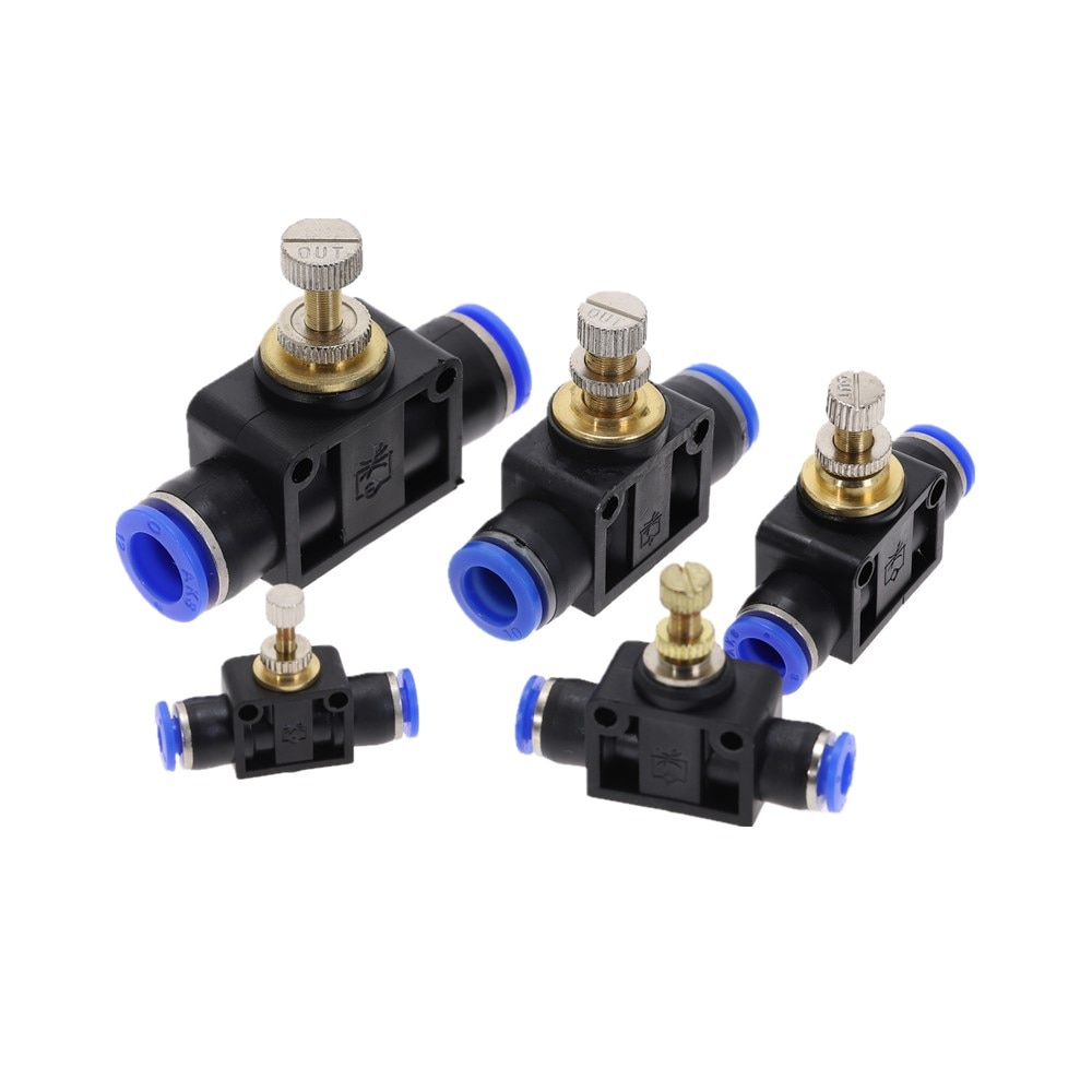 Pneumatic Airflow Regulator SA 4mm 6mm 8mm 10mm 12mm OD Hose Tube Gas Flow Adjust Valve Connector Pneumatic Push In Fittings