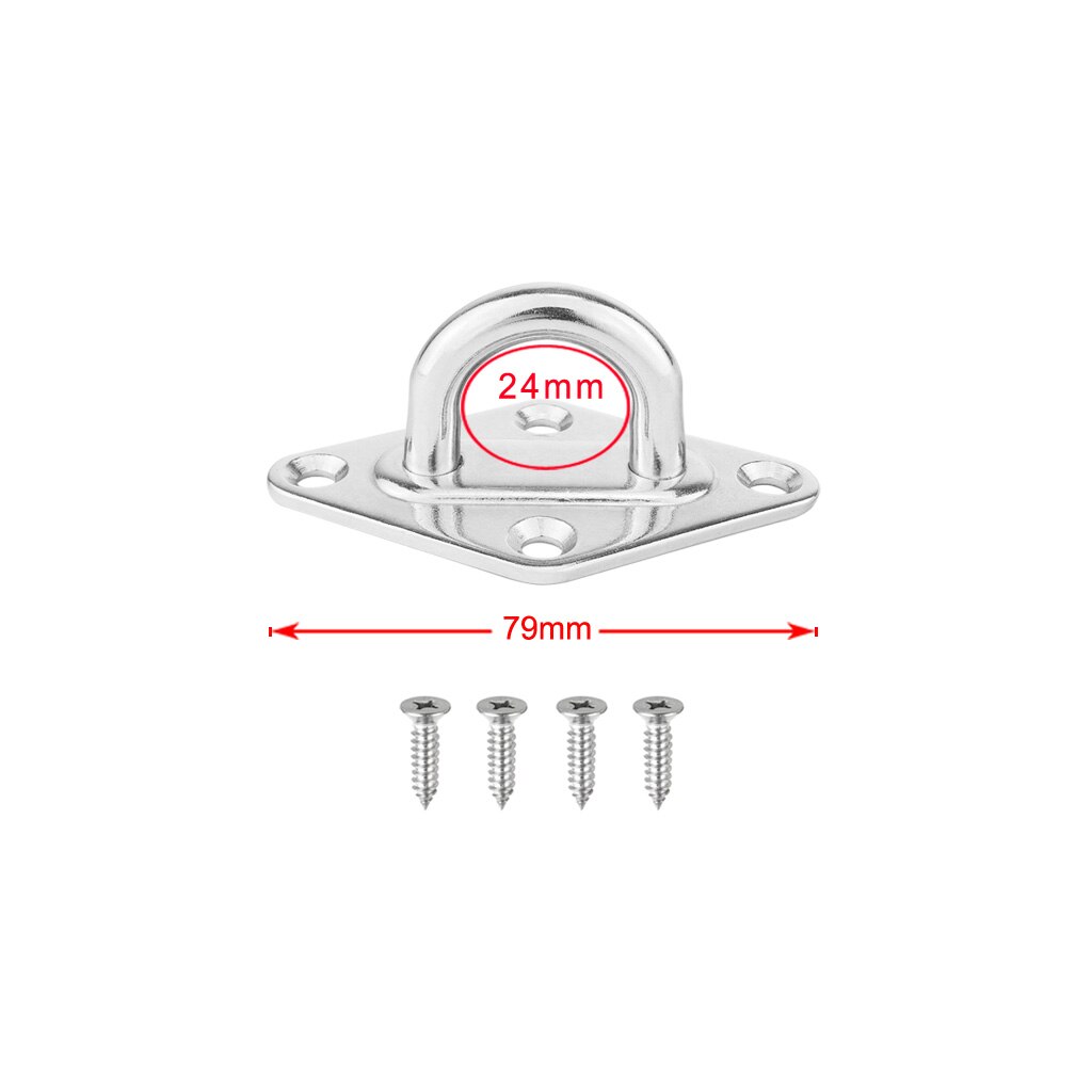 Marine Stainless Steel Boat Diamond Pad Eye Hook Plate Sail Shade Fixing with Mounting Screws