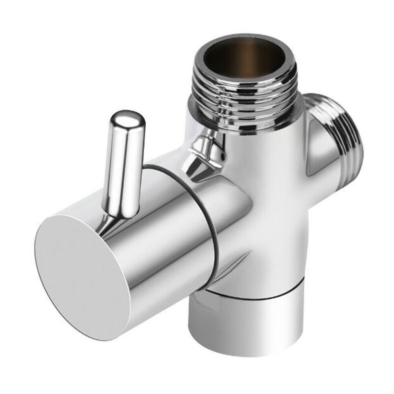 Smarald 3-Way T-Form Diverter Valve – Chrome Connector Adapter For Kitchen, Shower, Bidet Hoses