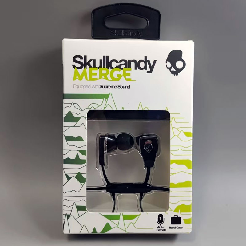Original novo Skullcandy Merge fone de ouvido com fio de alta qualidade de som fone de ouvido intra-auricular com entrada de áudio de 3,5 mm, cor preta.: Default Title