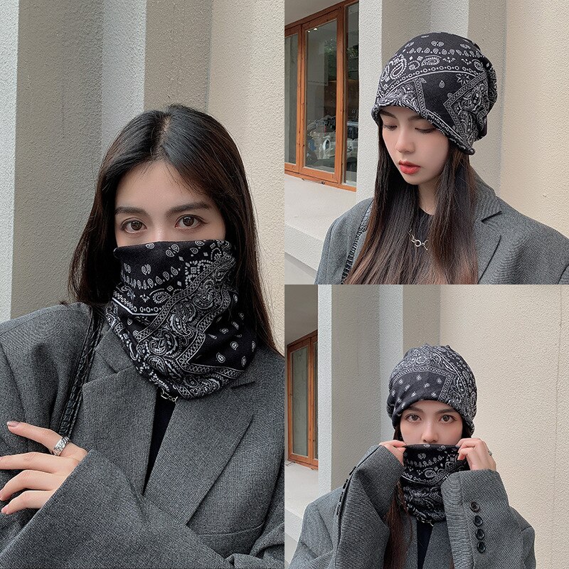 Gorro versátil para esquiar al aire libre, senderismo, pesca, otoño e invierno, bufanda de protección del cuello gruesa y cálida: M