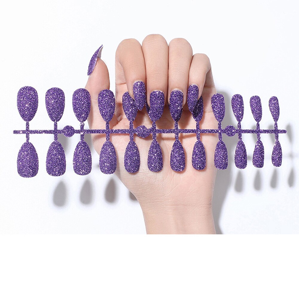 Faux ongles ballerine détachables, accessoire de manucure, 24 pièces, à paillettes de couleur bonbon, à porter, couverture complète: 2-Just 24PCS Nails