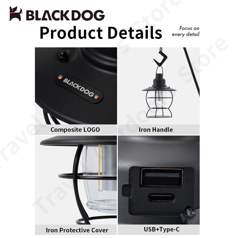 Naturehike-BLACKDOG Ultralight Portable Camping Light Hanging Type IPX4 Waterproof Outdoor Retro Lamp Adjustable Brightness