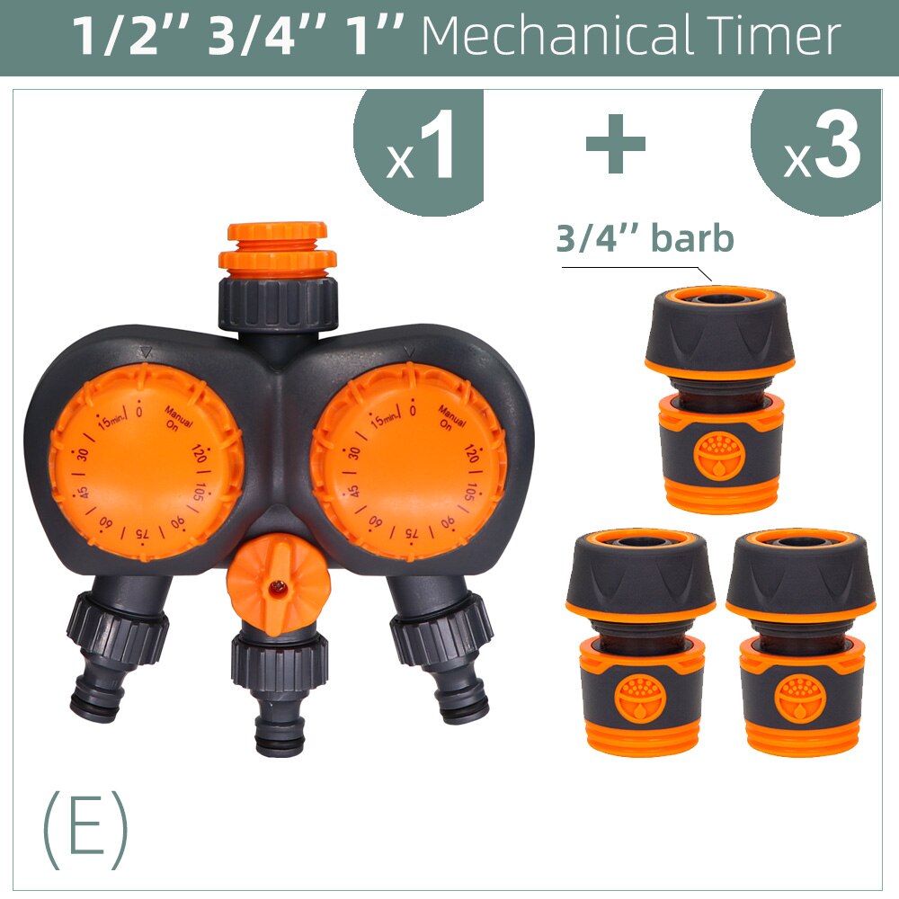 3-Way Double Controller Intelligent Mechanical Daily Water Timer Garden Water Irrigation for Outdoor Hose Drip Sprinklers Tool: E