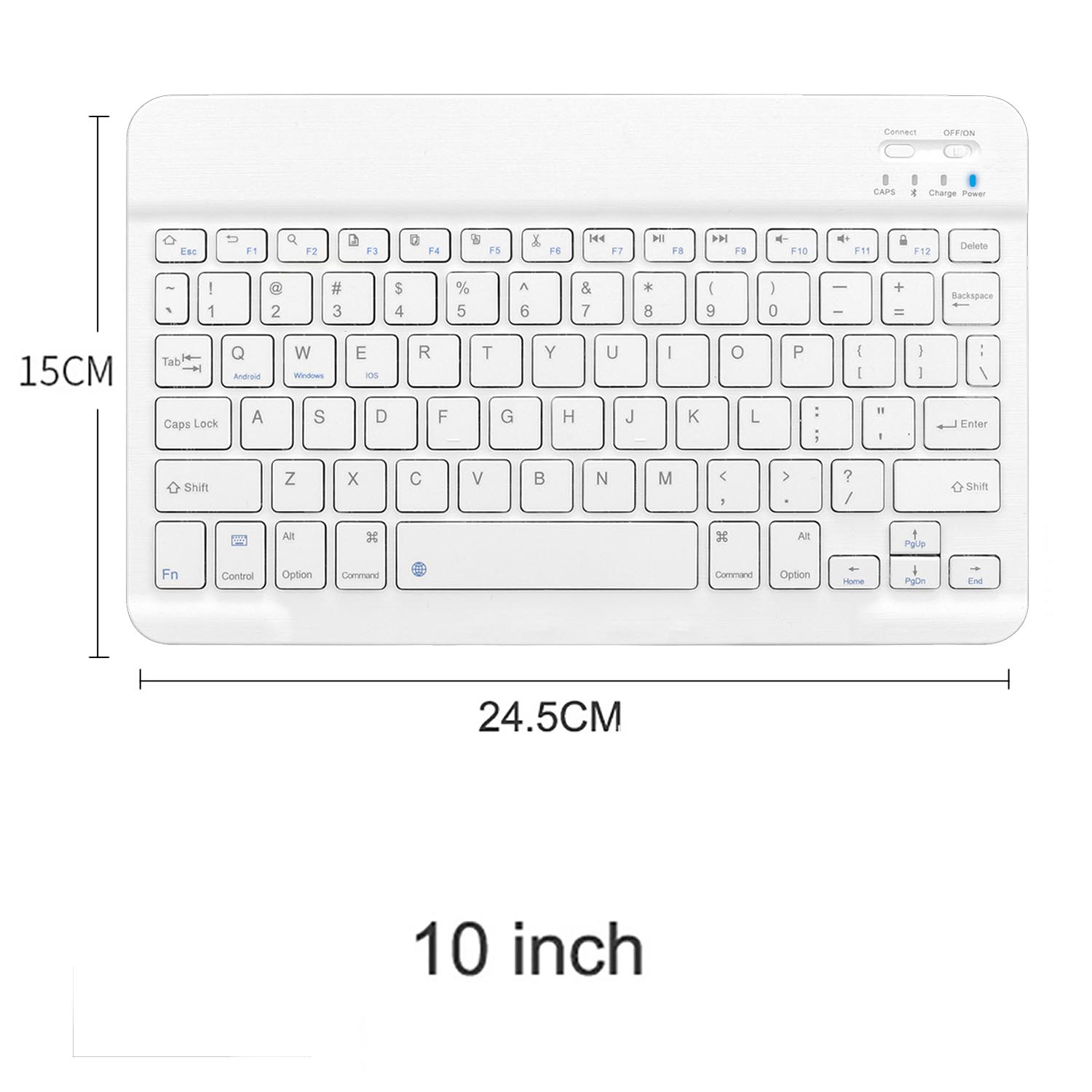 Ultra Slim Multimedia Aluminum Wireless Bluetooth Keyboard For IOS Android Tablet PC Windows For IPad Min Bluetooth Keyboard: 10  inch  White
