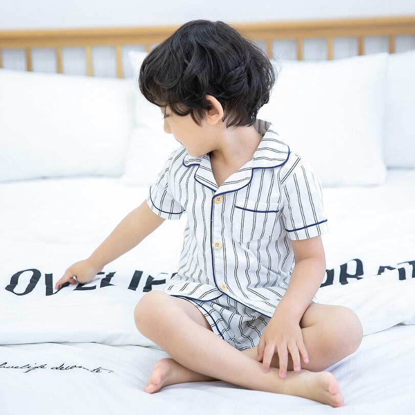 Poikavauvat kesäiset puhdaspuuvillaiset yöasut 1-7t lasten kotiasut lasten ohut mukautuva pyjama laatikko söpö lasten paita+shortsit 2 kpl