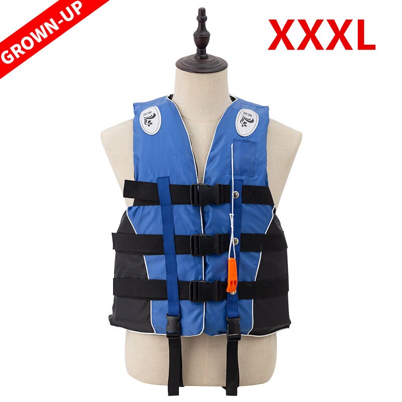 Adult Life Vest Jacket Swimming Boating Ski Surfing Survival Drifting Life Vest with Whistle Water Sports Man Jacket Polyester: Blue XXXL