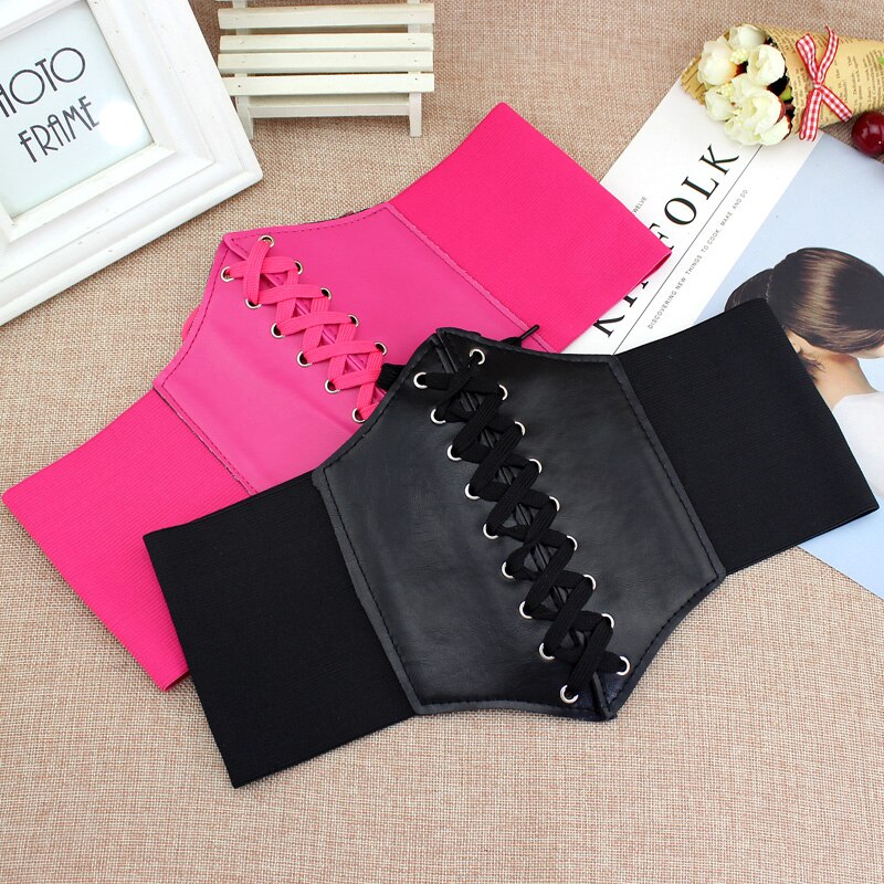 Corset cuero Pu ancho para adelgazamiento de cuerpo cinturones para mujer elástico cinturón a la cintura alto Cinto Sobretudo femenino Ceinture Femme Fajas