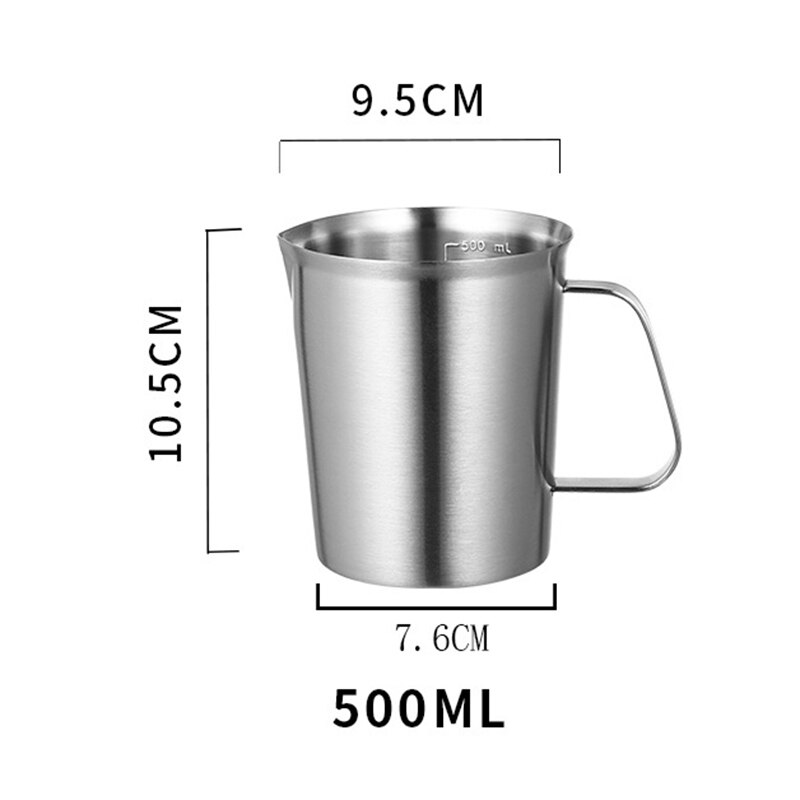 Verdikte 304 Roestvrij Staal Maatbeker Met Schaal 2000Ml 1000Ml 500Ml Grote Capaciteit Keuken Praktische Meten cup: 500ml