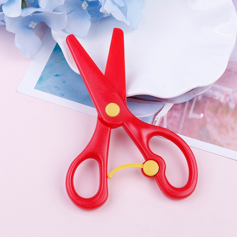 Plastic Scissors Safety Round Head Scissors For Kids Students Paper Cutting Supplies For Kindergarten School: red