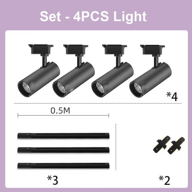 Led Track Light 30W Set Spotlight 220V Rail Lighting Indoor for Home Living Room Clothing Store Bedroom Ceiling Lights Fixture: light green / Beige