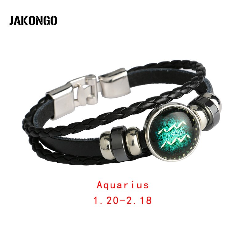 Maagd/boogschutter/waterman/schorpioen/weegschaal/steenbok 12 sterrenbeeld armband heren dames gevlochten leren armbanden & bangles: Waterman