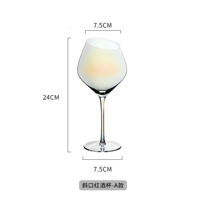 Klassiska regnbåge sneda vinglas kristall champagne cocktail glas kopp färgglad bägare vin dricksglas: Snett rödvinkopp