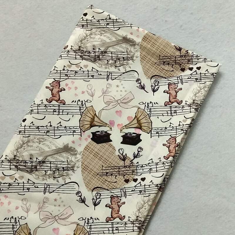 Clásico blanco negro música nota Musical estampado con de notas tela de algodón 50x105cm para DIY de coser bolsa de tela de la decoración del hogar: design 6