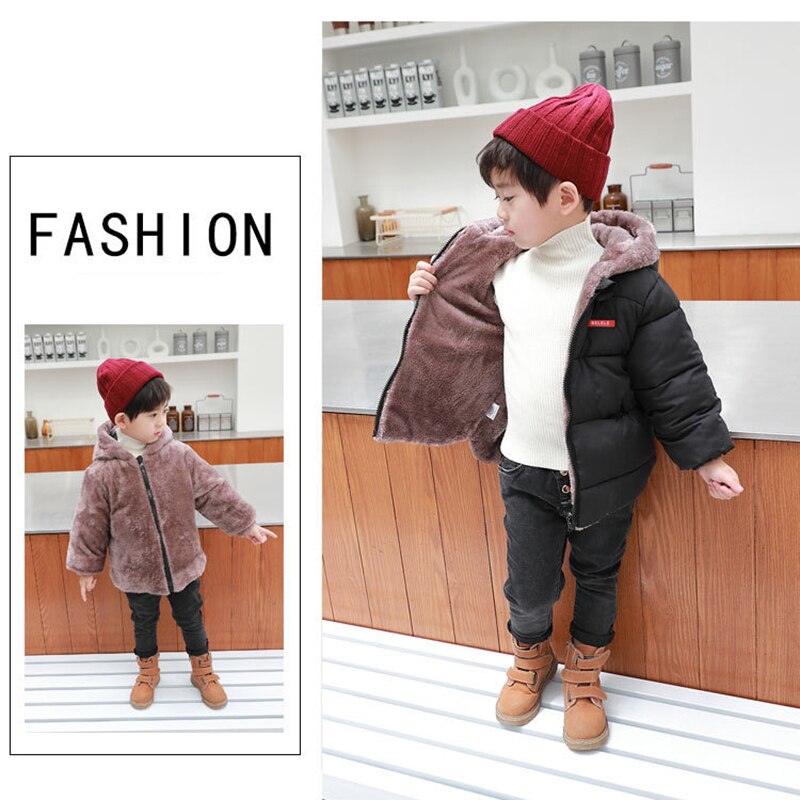 Winter Kids Jas Kinderen Warm Hooded Bovenkleding Jas Voor Jongens Meisjes 2-6 Jaar Peuter Snowsuit Op Zowel Side jas