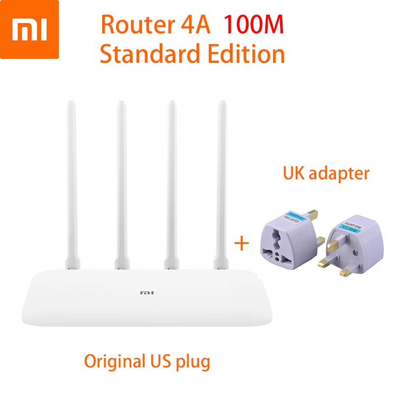 Xiaomi 4A Router 2.4GHz +5GHz WiFi Router 4 Antenna APP Control Mi Router 4A WiFi Repeat Xiaomi Wireless Router: add UK adapter