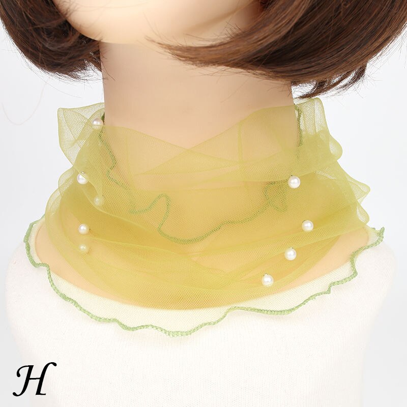 Bufanda de cuello de gasa para mujer, protector solar fino para la cabeza, variedad de pañuelos pequeños de seda Anti-UV, mascarilla multifunción, primavera y verano: H