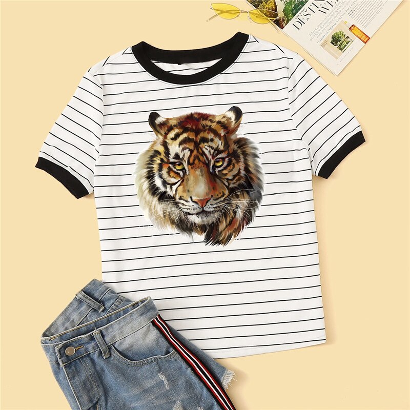 Ferocity - Tiger Sticker Set Iron On Heat Transfer Heat Press Applique Diy Patches Heat Transfer Vinyl Washable Patches CQ