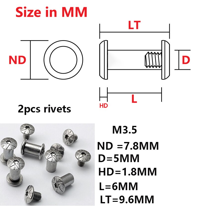 2 stücke Messer griff nieten schrauben Spindel schraube Torx DIY messer welle axt Messer produzieren Zubehör: H