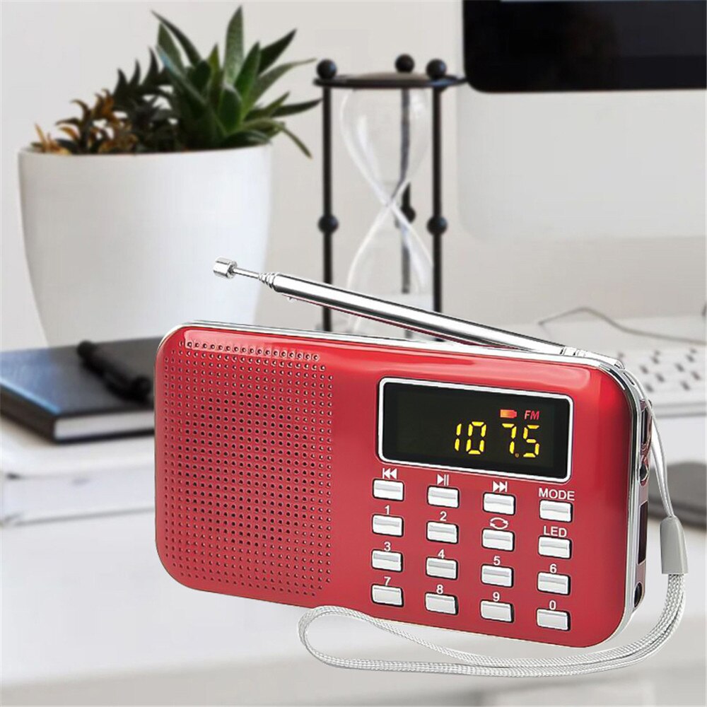 Kebidumei Mini Lcd MP3 Radio Speaker Speler Support Tf Card Usb Met Led Zaklamp Functie Draagbare Radio Fm & Am speaker