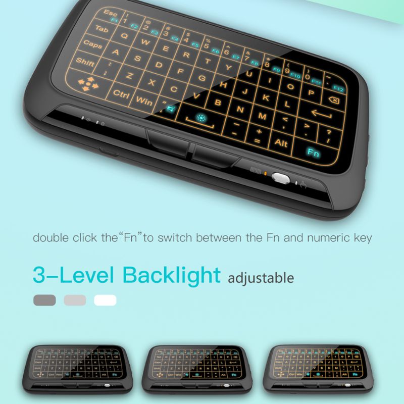 H18+ H18 Plus 2.4GHz Mini Wireless Keyboard With Full Touchpad Backlight Function Air Mouse Keyboards With Backlit For Android