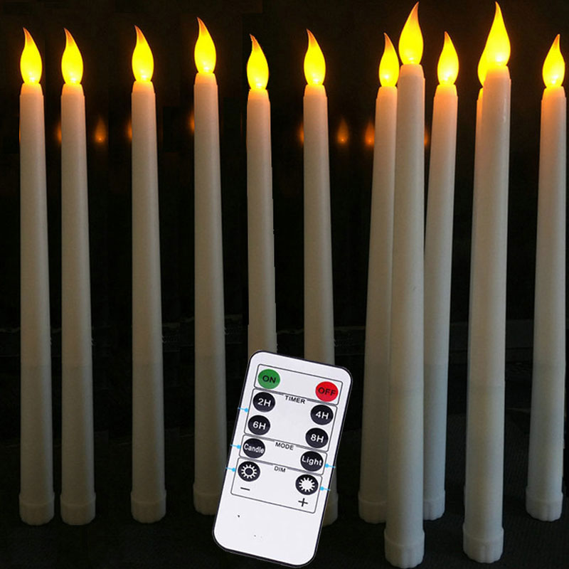 Pack of 12 Remote or not Remote Christmas Candles,Flameless bougie anniversaire,Battery Taper Candles For Birthday Party