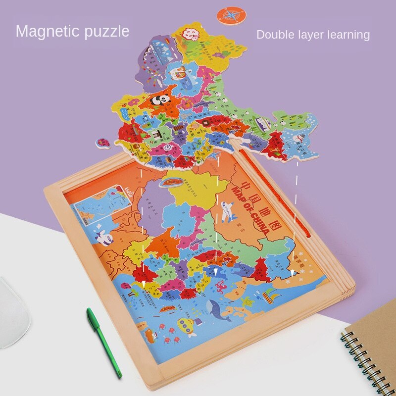 Houten China Wereld Puzzel Speelgoed Leerlingen Vroege Onderwijs Intelligentie Ontwikkeling Puzzel Speelgoed P156
