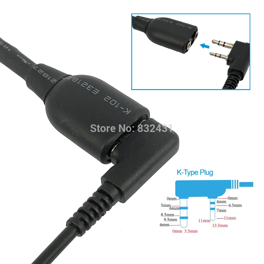 Radio Baofeng UV-9R Plus BF-9700 BF-A58 Adapter Cable Connector for UV-5R BF-888s Walkie Talkie K-Type 2 Pin Headset Microphone