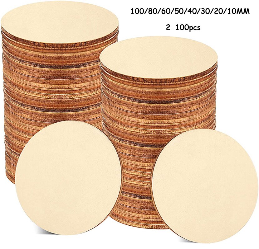 Diameter 1-10CM Natural Pine Round Wooden Pieces Slices Circles for Kids DIY Painting Wood Chip and Wedding Household Decoration
