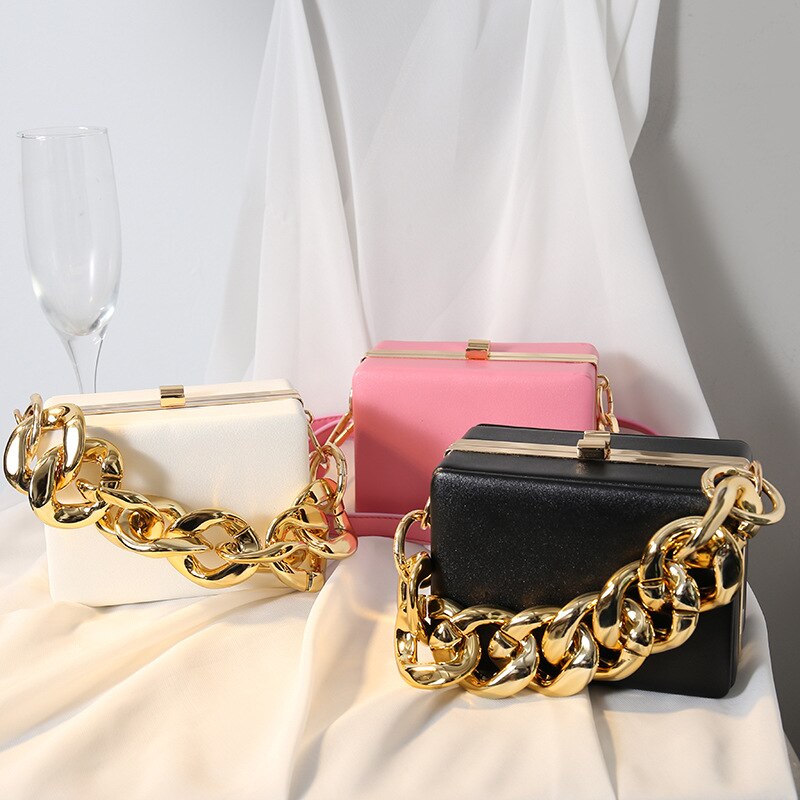 Box Clutch Purse Black Evening Bags Wedding Party Clutch Handbag Chain Shoulder Bags