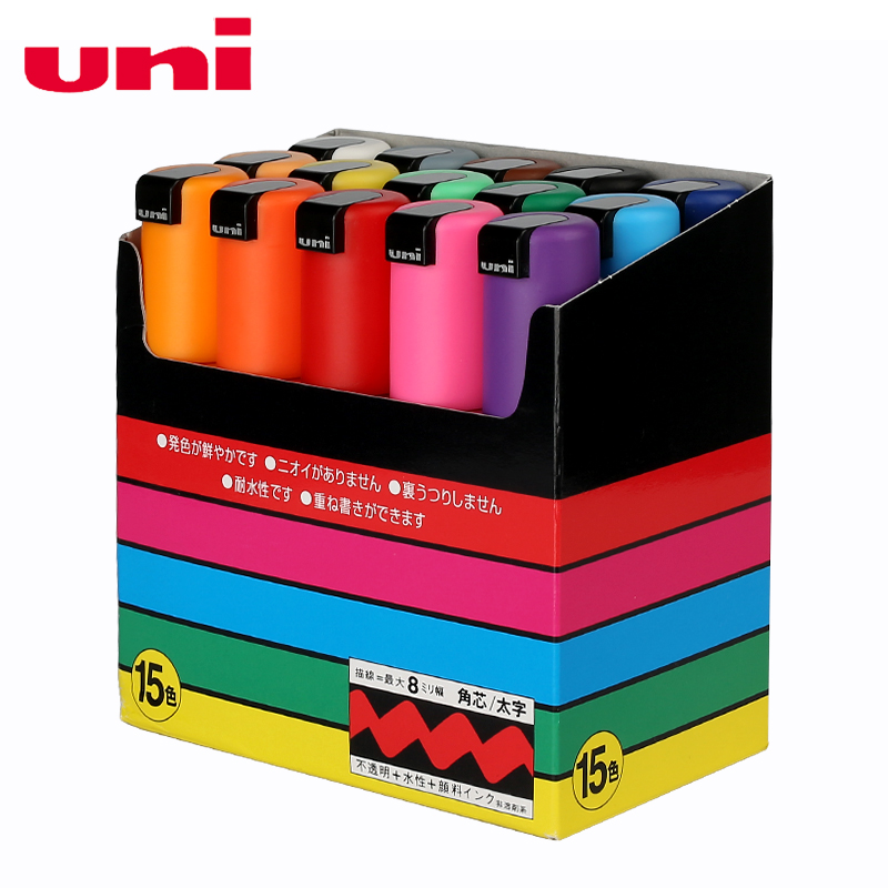UNI POSCA – Rotulador artístico al óleo con cabeza redonda para publicidad, marcador pluma para pintura de grafitti, PC-1M PC-3M PC-5M PC-8K PC-17K, POP