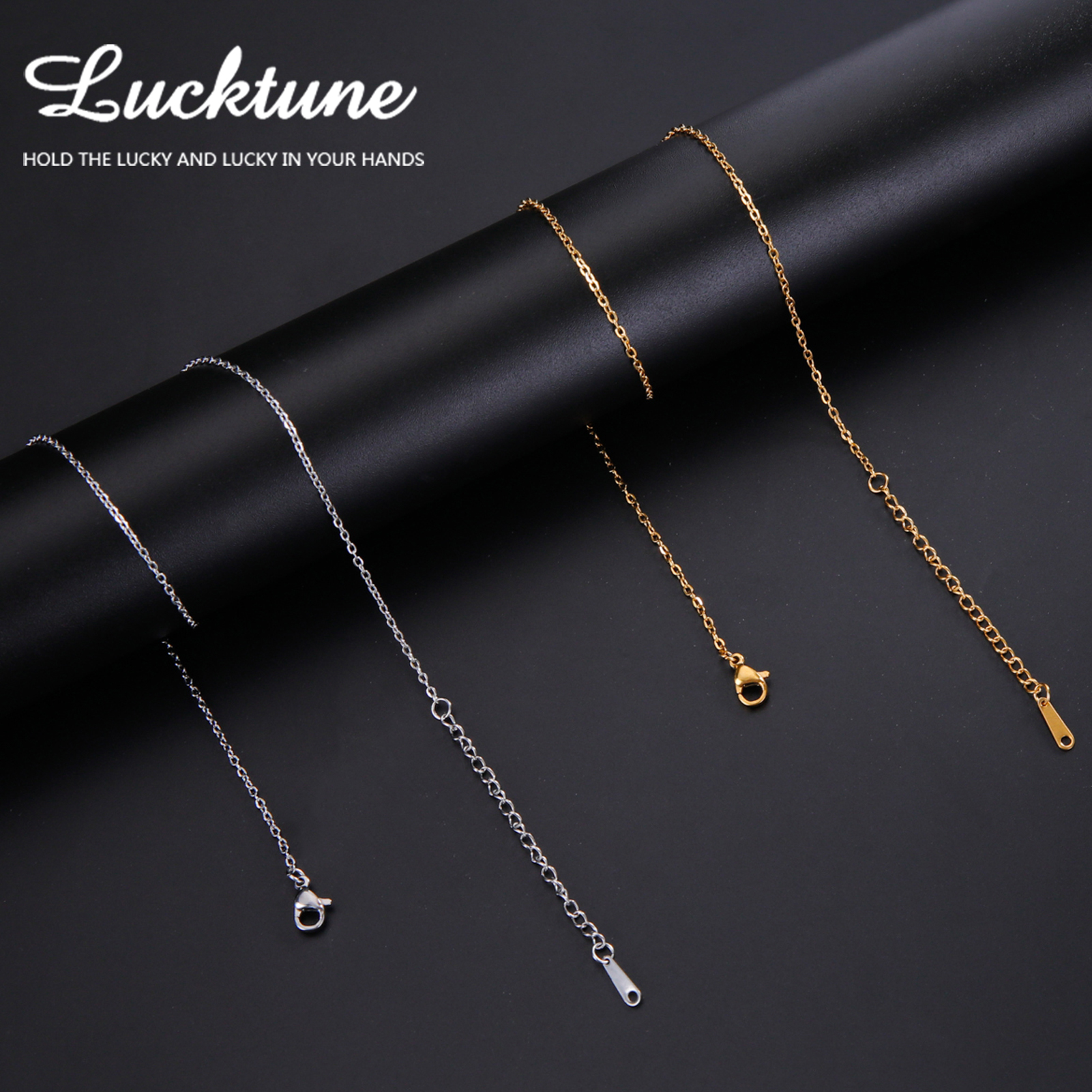 Lucktune Collar minimalista de acero inoxidable para mujer, cadena fina en forma de O, joyería Bohemia, , , 1,3 MM de ancho