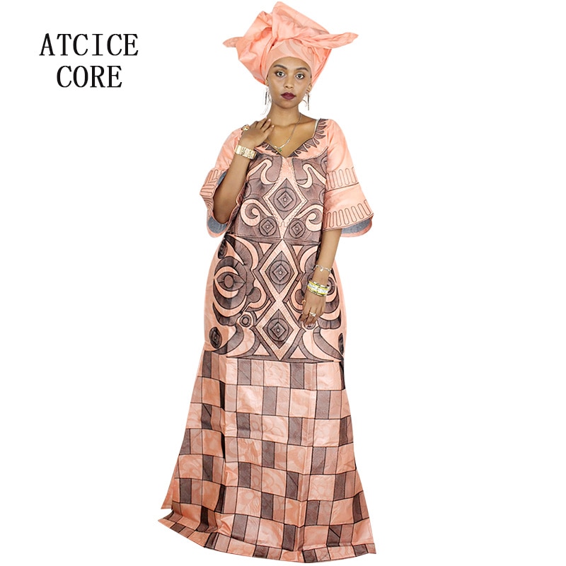 Afrikansk kjole dashiki broderi lang kjole bazin for meget lang  a023-1#