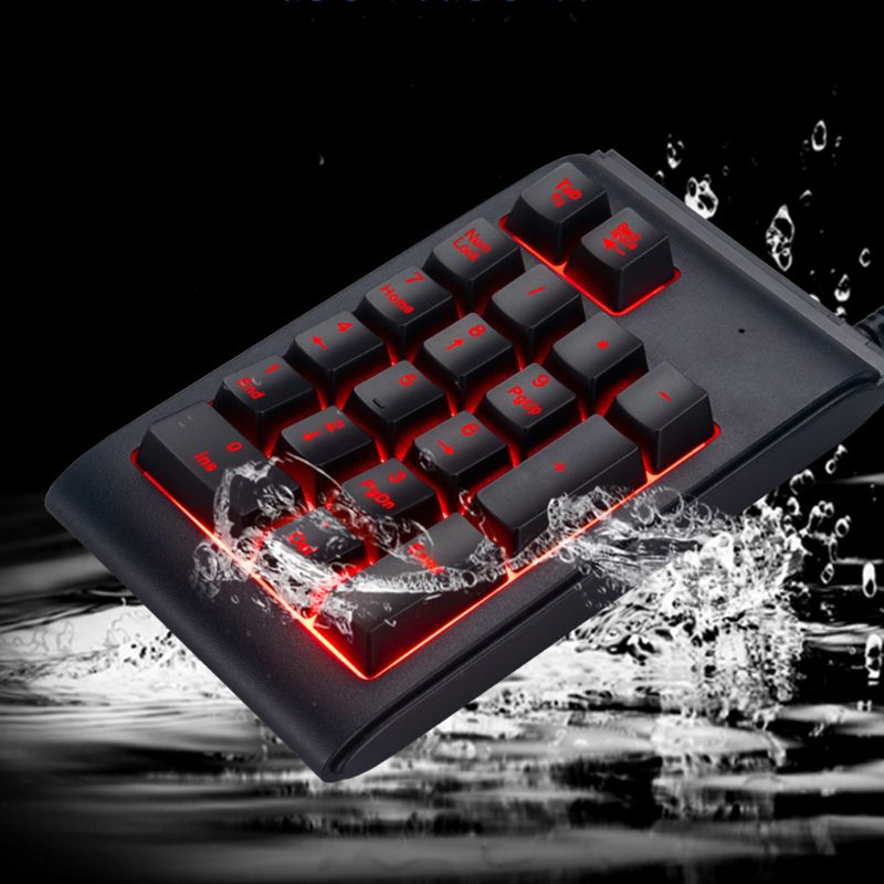 Drie kleuren rgb-achtergrondverlichting usb-bedraad toetsenbord waterdicht numeriek toetsenbord mini-numeriek toetsenbord multifunctionele digitale toetsen  r9ja