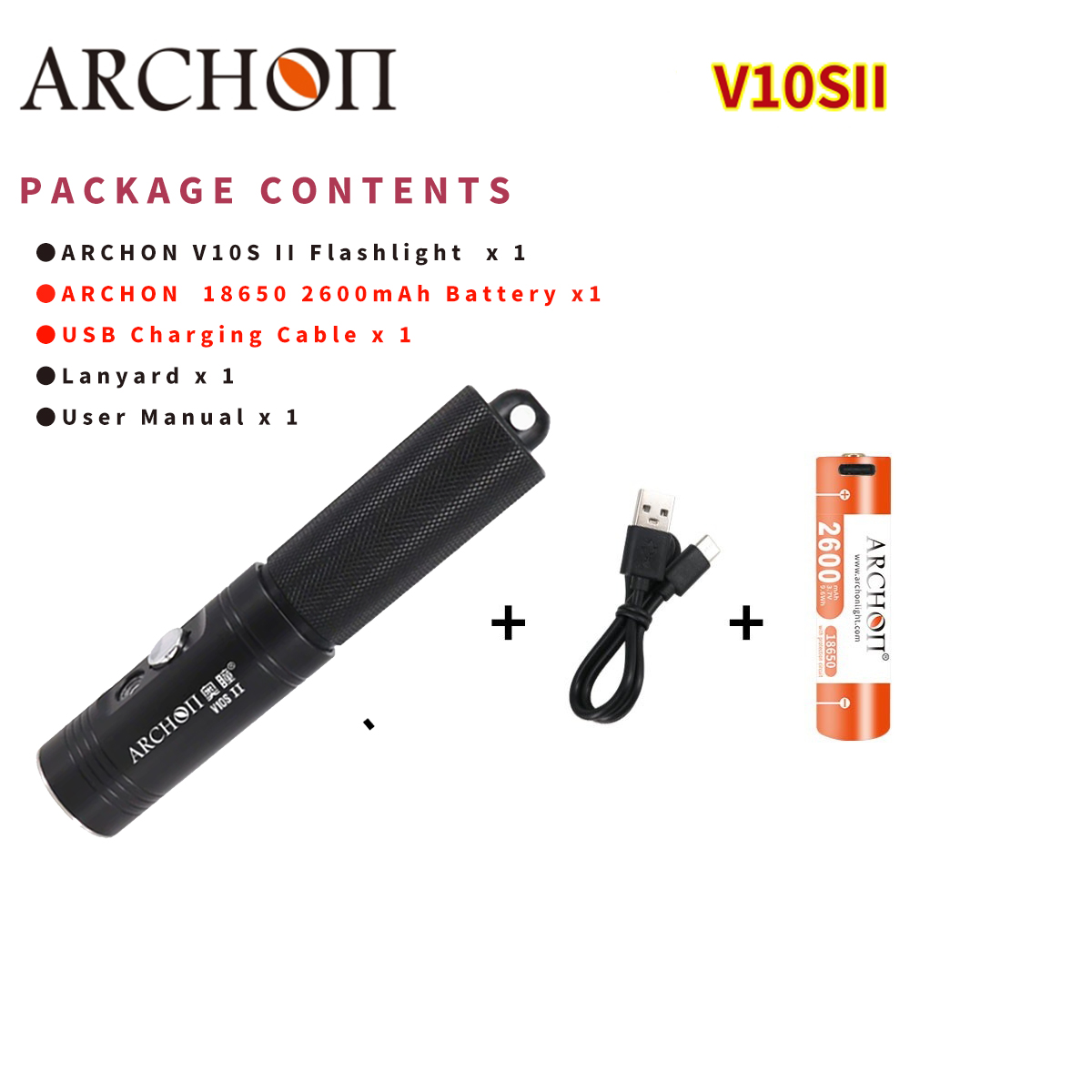 ARCHON V10S II 1200LM doprowadziło Latarka robić nurkowania Lanter Latarka robić nurkowania Podwodna latarka robić nurkowania: Zimne białe