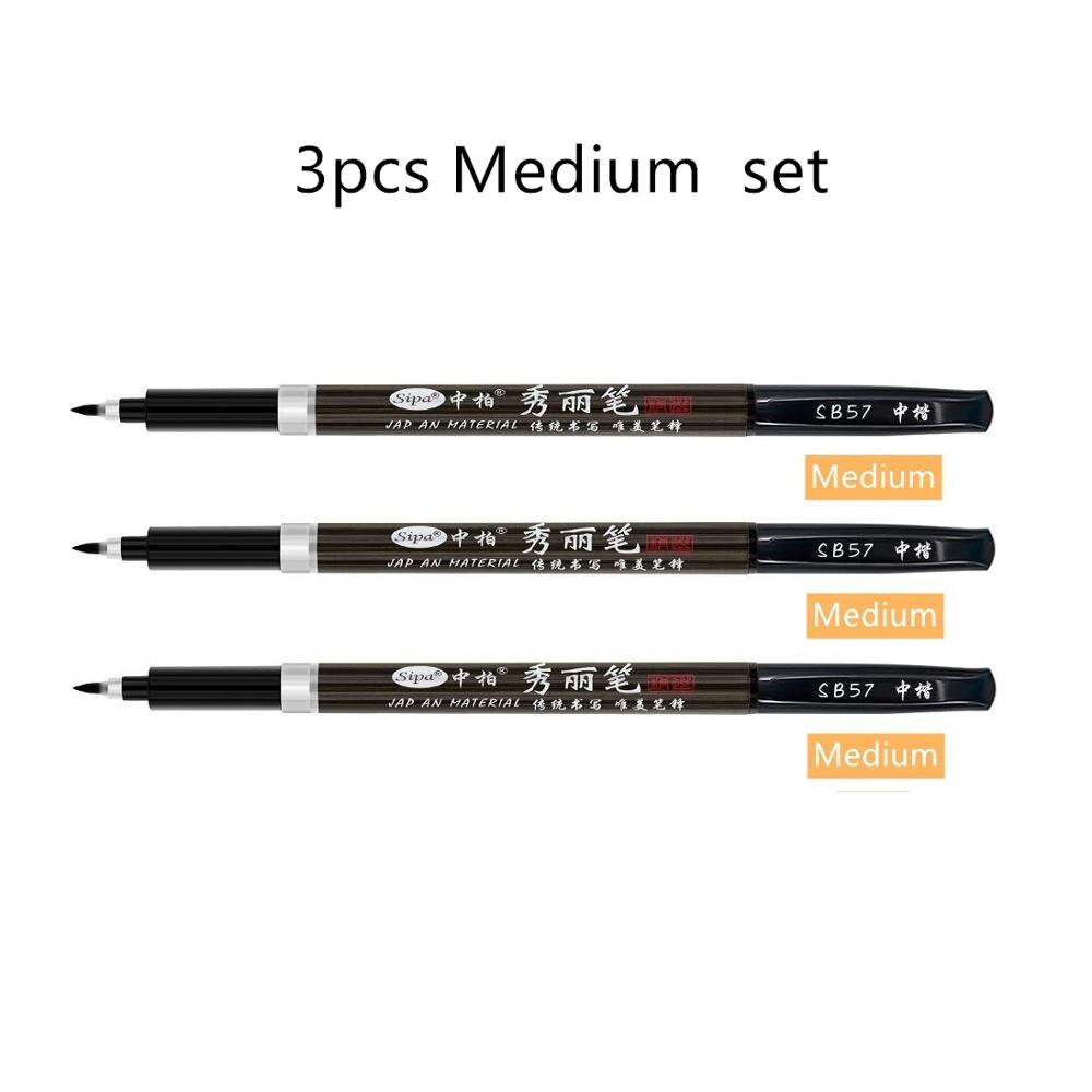 3 stücke Kalligraphie Stift einstellen Feinen Pinsel für Unterschrift Zeichnung Hand Schreiben Schriftzug Worte Malerei Kunst Liefert F867: 3Stck Mittel Spitze