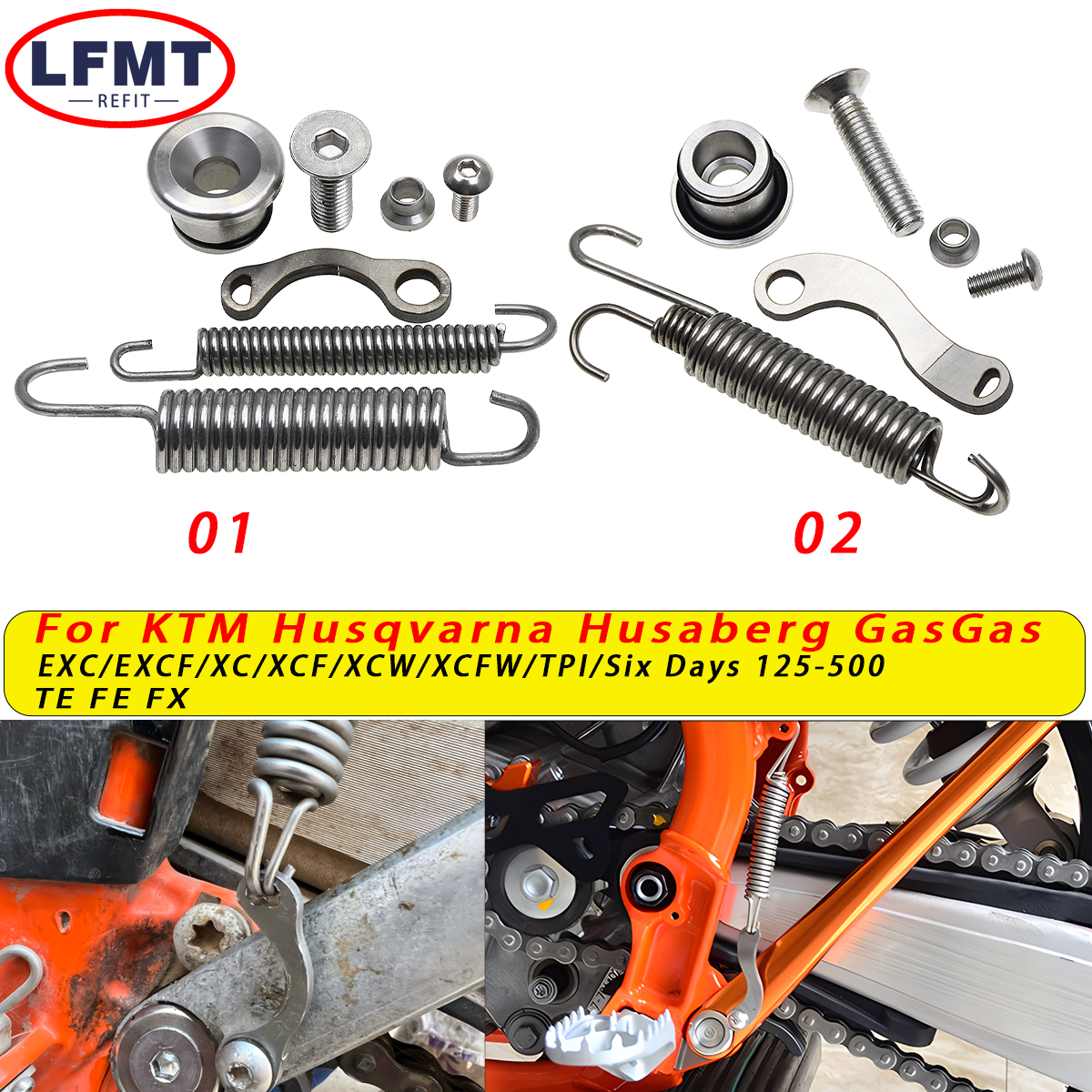 Para husqvarna fe te fx tx ktm sx sxf exc excf xcf xcw xcfw 2008-2023 motocross bicicleta da sujeira kickstand suporte lateral molas kit