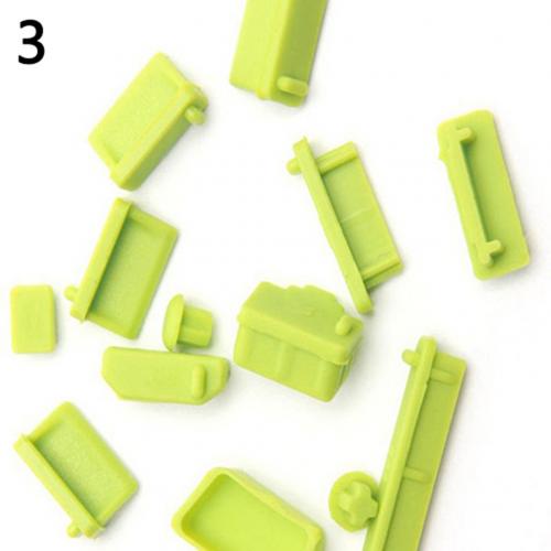 13Pcs Universal Silicone Anti Dust Port Plugs Cover Stopper for Laptop Notebook: Green