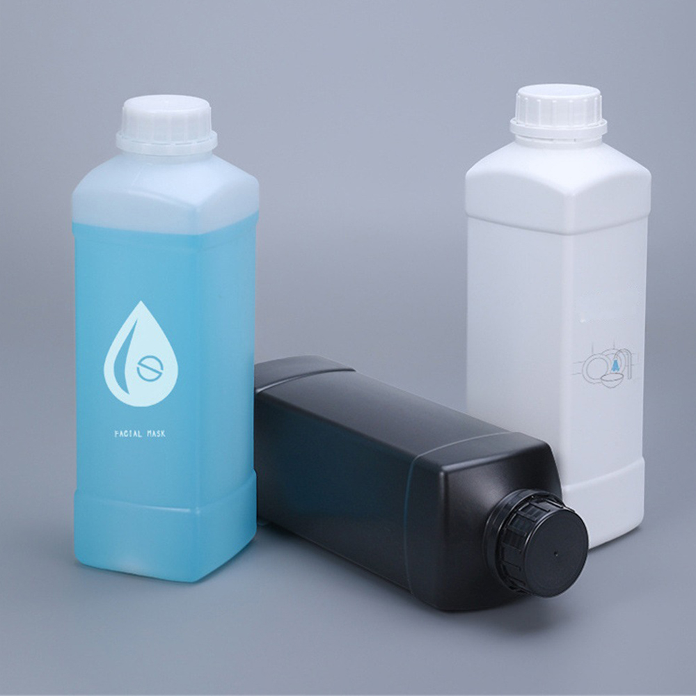 Bouteille en plastique carrée vide avec couvercle, récipient HDPE de alimentaire, shampoing, Lotion, peinture, bouteille rechargeable