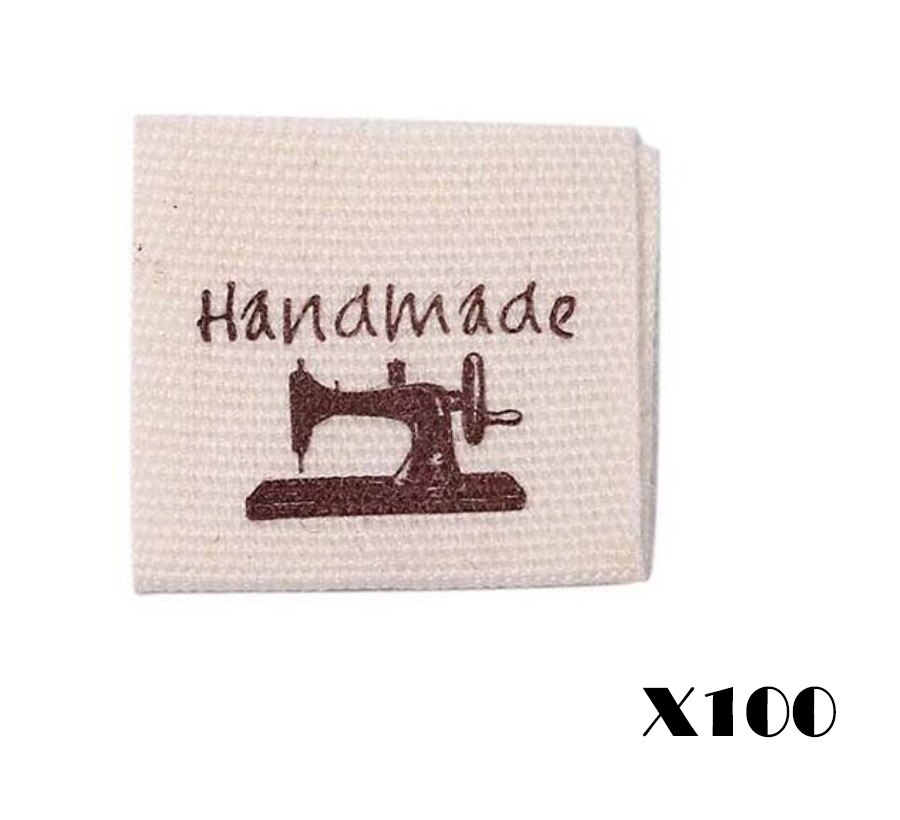 100Pcs Handmade Mit Liebe Kleidung Etiketten Geprägte Tags DIY Flagge Etiketten Für Garment Nähen Zubehör: sewing machine
