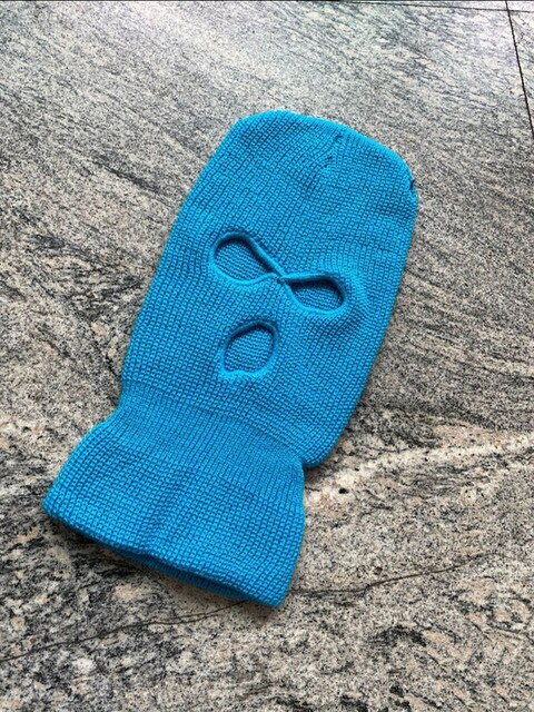 Ski Mask Knitted Face Cover Winter Balaclava Full Face Mask for Winter Outdoor Sports CS Winter Three 3 Hole Balaclava Knit Ha: Lake blue