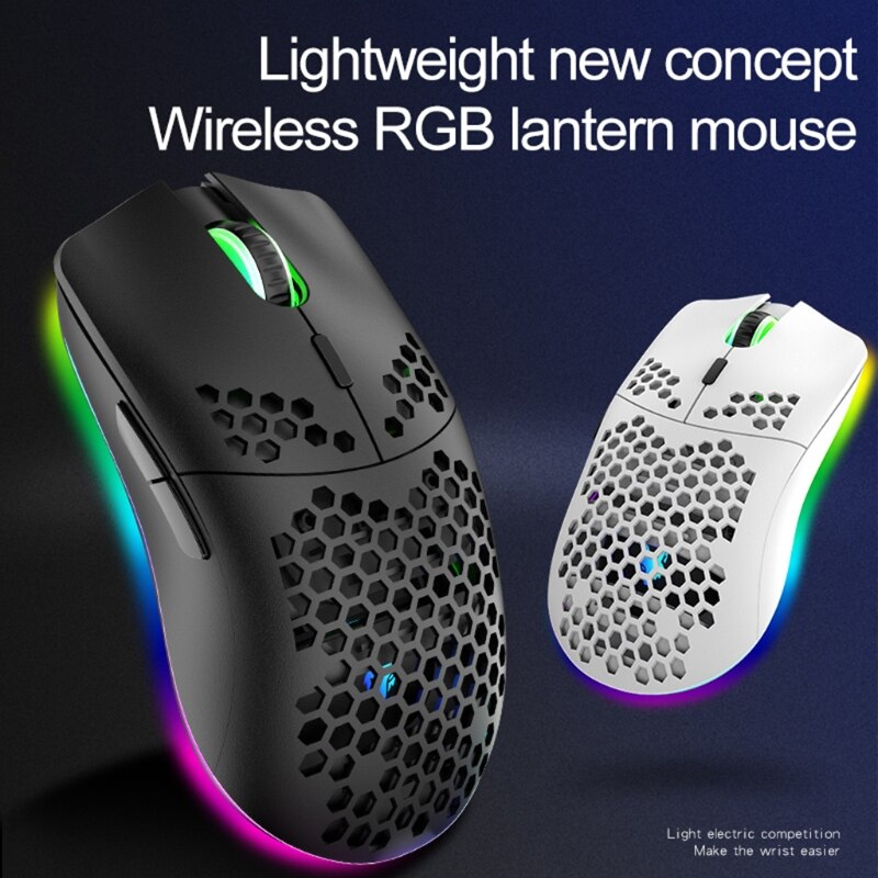 XYH80 Hollow-out Honeycomb 2.4GHz Wireless Gaming Mouse 4 Gear 3200 DPI RGB Lighting Mice for PC Laptop
