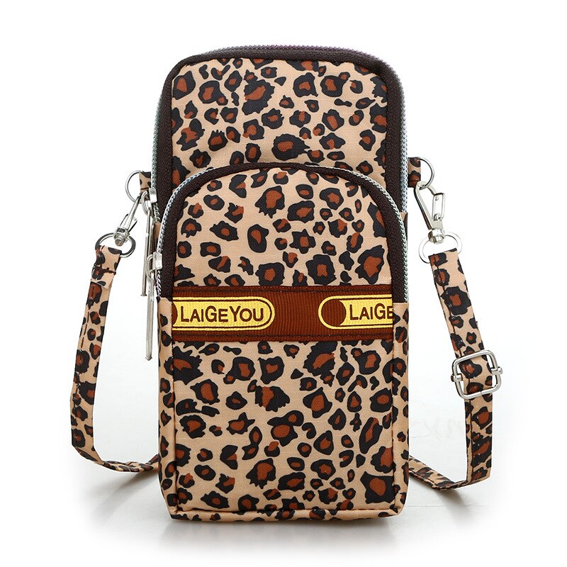 Sports Mobile Phone Bag Wrist Bag Arm Bag Shoulder Oblique Back Hanging Neck Bag Change Running Bag Purses and Handbags: Leopard