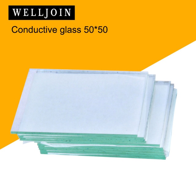 50 x 50 x 1.1mm < 10 ohm /sq 10 st lab transparent ledande glas indium tennoxid ito glasbelagt glas