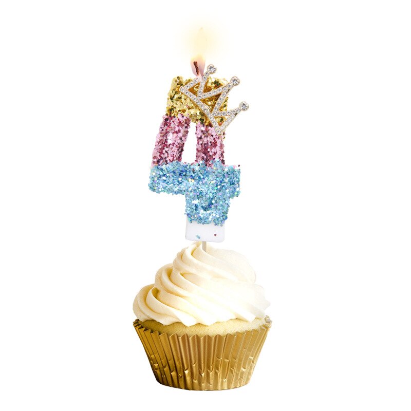 Rhinestone Golden Gradient Candle Birthday Party Wedding Anniversary Mother's Day Cake Topper Decoration: Tricolor-4