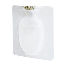 Adsorption magisk silikone vase stick væg hængende vase klistermærker glas væg køleskab ingen spor plast vase sticker: Hvid