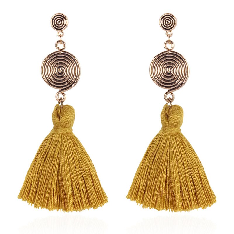 Kwastje Oorbellen Vrouwen Vintage Draad Kwastje Oorbellen Boho Bohemian Vintage Paleis Fringe Tassel Oorbellen Dangle: Yellow